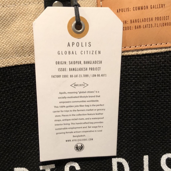 Black jute market bag with leather handles - Picture 6 of 6